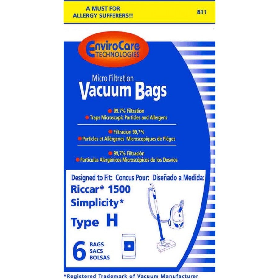 Commercial Vacuum 24 Riccar 8000 & Simplicity 7000 Type B Vaccum Bags Upright 