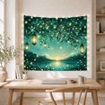 thumbnail image 5 of Glowing Hanging Lanterns Over a Teal Lake, Dreamy Fantasy for Nature Lovers, Tranquil Scenery Art Housewarming Gift, Tapestry Wall Hanging for Bedroom and Living Room, 5 of 7