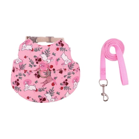 Rabbit Harness and Leash Set Cute Bunny Leash and Harness Set Soft Mesh Vest Harness for Rabbits Hamster Clothes Kitten Small Pets Walking Gear Pink