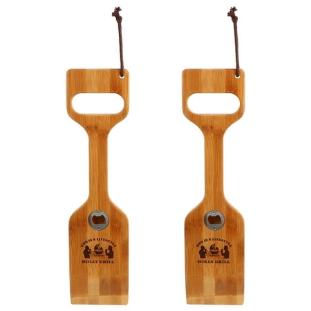 

HOMEMAXS 2pcs Barbecue Wood Shovel Kitchen Bbq Wooden Cleaning Spatula with Bottle Opener