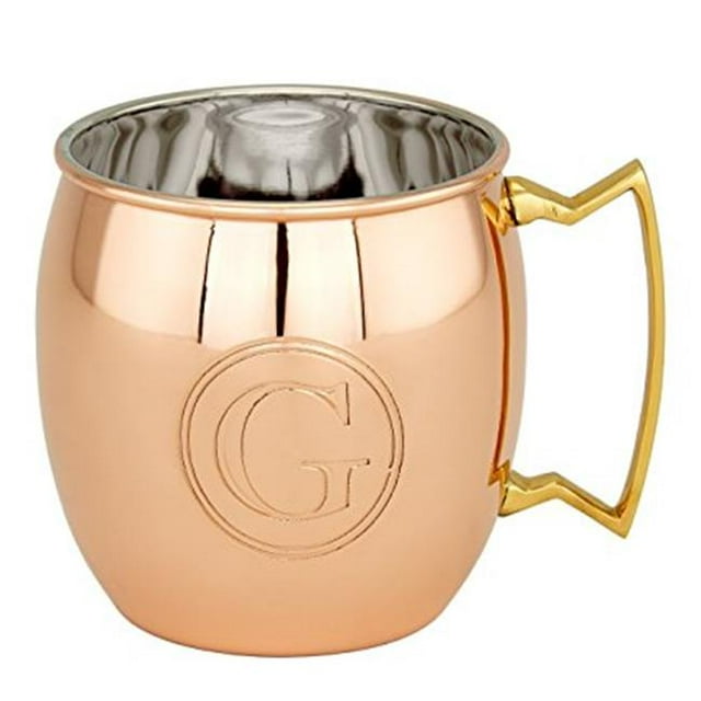 16 oz Monogrammé G Moscou Mule Tasses - Ensemble de Cuivre Solide de 4