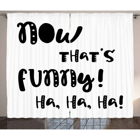 Good Quality Bedroom Sets Funny Words Curtains 2 Panels Set, Vintage Doodle Typography with Fun Letters Laughing Good Time Hilarious Jokes, Window Drapes for Living Room Bedroom, 108W X 84L Inches, Black White, by Ambesonne ()