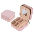 thumbnail image 2 of REGALWOVEN Uxcell Travel Size Accessory Box, Small Accessory Case with Mirror, PU Leather Accessory Organizer for Women Light Pink, 2 of 7