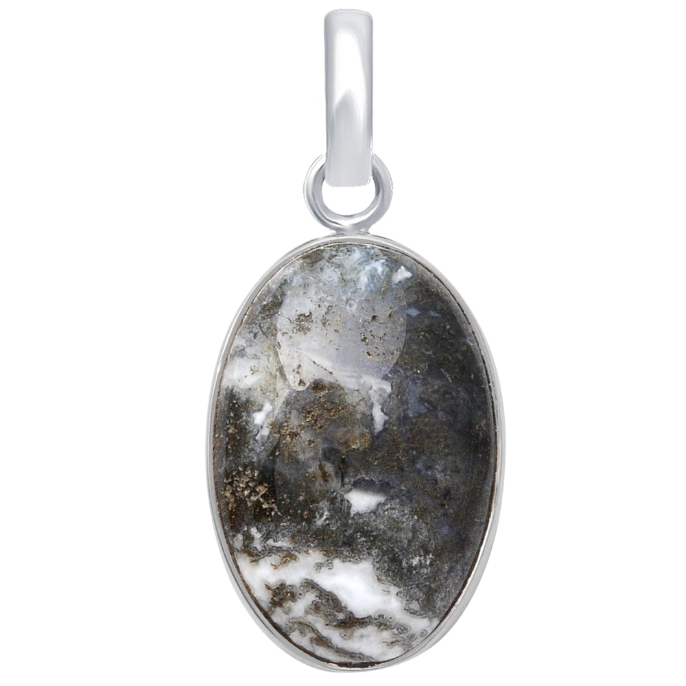 Moss Agate and 925 Sterling SIlver Pendant