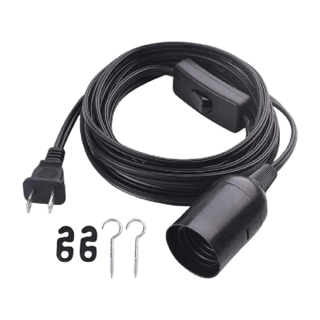 Cable de extensión para lámpara colgante, para bombilla de 60 W con base E26, accesorios de iluminación para granja, garaje, enchufe estadounidense. Cable de 45 m
