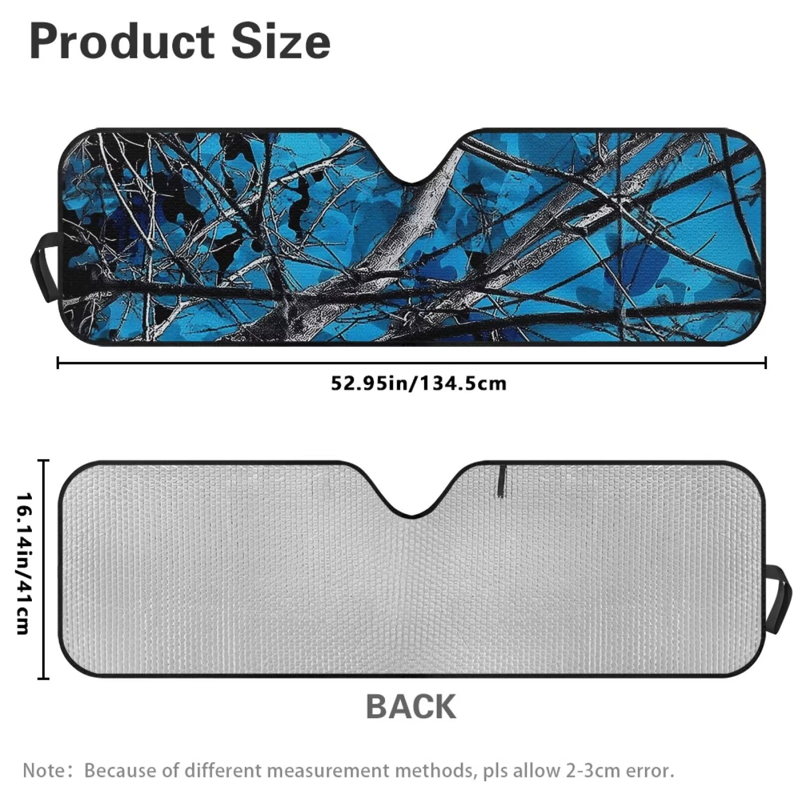 Uorisanigo Windshield Sun Shade, Blue Hunting Camo Forest Windshield Sunshade Heat Shield for Jeep Wrangler, 52.95 in *16.14 in, Compatible with JK JKU TJ 2 Door / 4 Door, Esay to Install