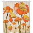 thumbnail image 3 of Retro Orange Floral Mushroom Shower Curtain 70s Rustic Vintage Yellow Abstract Aesthetic Flower Plant Botanical 72Wx72H Inch Modern Fabric Decor Bathroom Polyester Waterproof 12 Pack Hooks, 3 of 6