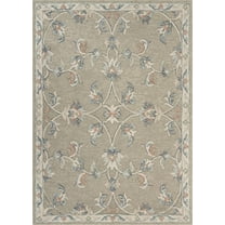 LR Home Aiden 7' x 9' Silver/Cream Floral Wool Indoor Area Rug