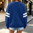 thumbnail image 5 of Women's Crew Neck Sweatshirt Sevevn Drop Shoulder Striped Sleeve Varsity Style Soft Fleece Oversized Loose Fit Casual Pullover Tops for Daily Wear, 5 of 8