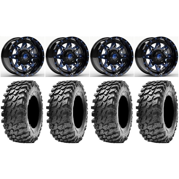 Fuel Lethal Blue 14" Wheels 28" Apache Tires Polaris RZR XP 1000 / PRO XP / Ranger XP 900/1000