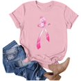 thumbnail image 4 of T-Shirt Femme Manches Courtes Imprimé Cancer Décontracté T-Shirt Femmes Rose S, 4 of 4