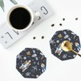 thumbnail image 5 of Pofeuu Space Cars Print Leather Coasters Set of 6, Round Cups Mugs Mat Pad for Home Kitchen Heat Resistant Drink Coasters,Octagon, 5 of 7