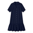 thumbnail image 6 of GUACER Mini Dress for Women Short Sleeve Button Down V Neck Collar Dress Casual Summer Ruffle Hem Loose Dresses, 6 of 6