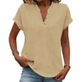 thumbnail image 2 of T Shirts for Women 2026 Summer Short Sleeve V Neck Cotton Linen Dressy Casual Office Work Tshirt Blouse, 2 of 8
