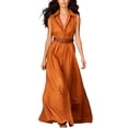 thumbnail image 3 of VBVC Women's Sleeveless Button Down Maxi Dress , Ladies' Collared V-Neck Long Dress , Casual Summer A-Line Vacation Dresses For Women,Orange,S-3XL, 3 of 9