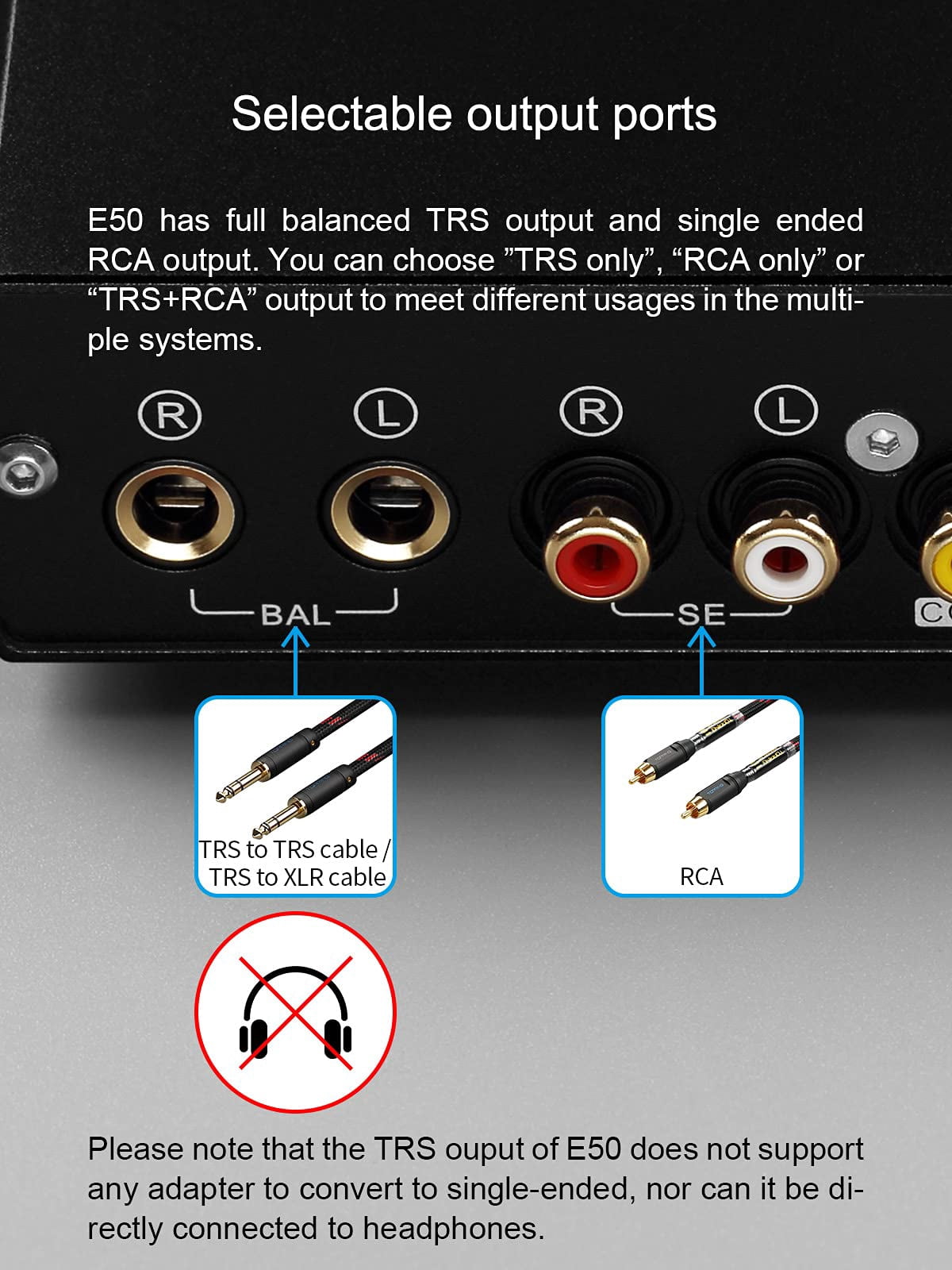 Topping E50 Mini HiFi DAC - ES9068AS Chip, DSD512 PCM768kHz, USB/Coax/Opt Inputs, RCA/TRS Outputs