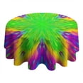 thumbnail image 4 of Colorful Tie Dye Star Flower Pattern Round Tablecloth 60"x60",Wrinkle Wipeable Table Cloth for Kitchen Dining Room Picnic Patio Party, 4 of 6