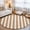 Brown, variant on Brown Stripes Washable Round Area Rug 3 ft, Modern Abstract Linens Farmhouse Soft Non Slip Rugs Stain Repellent Indoor Felt Carpet for Living Dining Room Bedroom Home Office
