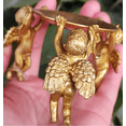 thumbnail image 2 of Gold gilded Copper Circle of Three Angel Candleholder Vintage candlestick tea ceremony Tea Light Candle Holder Ancient Greece Candelabra, 2 of 3