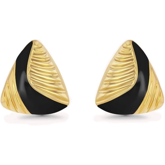 SNGIA 18K Gold Plated Black Enamel Triangle Stud Earrings for Women