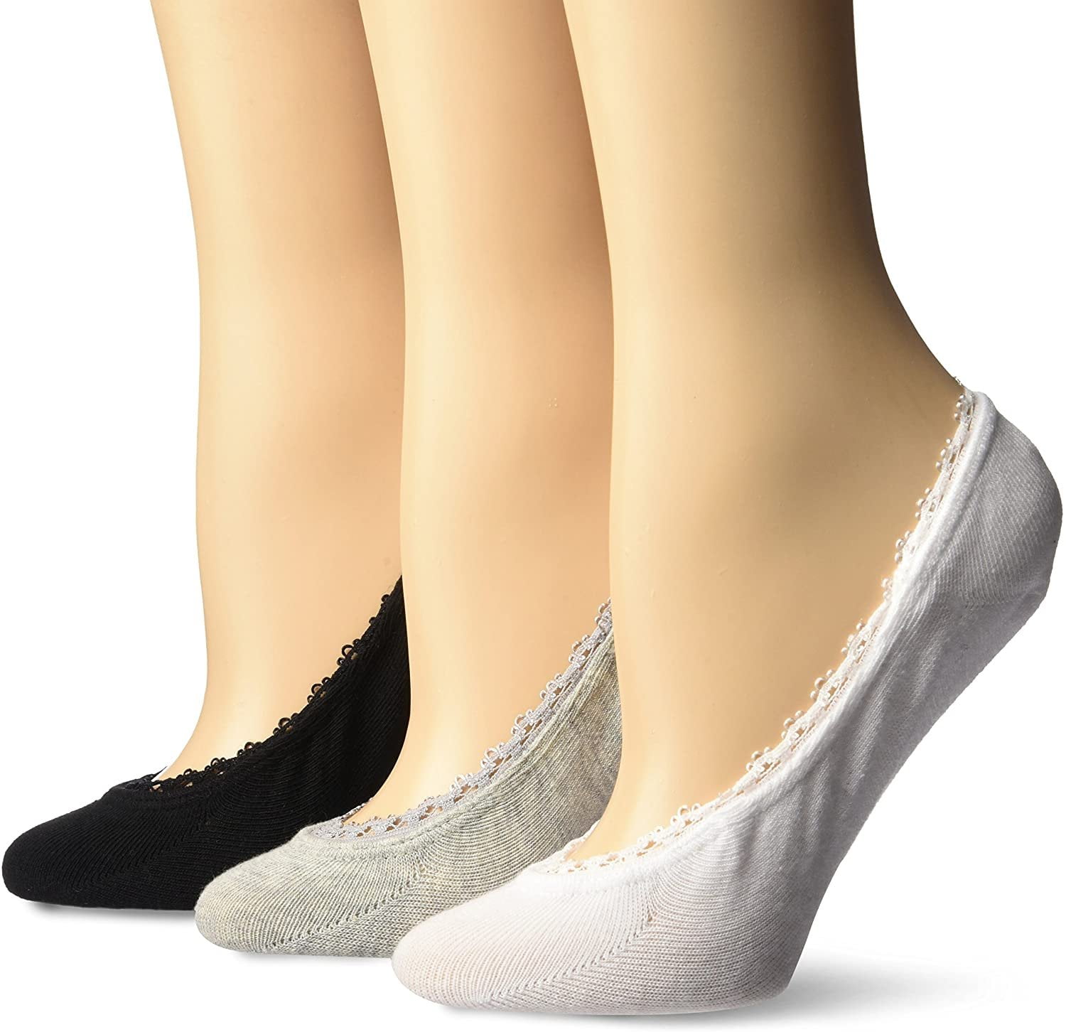Women's Decorative No Show Socks  Set Of Three  Shoe Size 4-10 Brand New