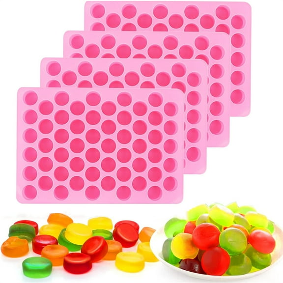 NOGIS 4Pack 55 Cavity Cylinder Candy Mold - Mini Round Column Silicone Mold for Gummy, Chocolate, Jelly, Pralines, Caramels Baking Mold