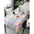 thumbnail image 2 of Light Blue Easter Rectangle Tablecloth, Spring Easter Bunny Eggs Floral Wooden Waterproof & StainResistant Tablecloth, Washable Oil-proof Table Cover for Dining/Party/Wedding/Camping/Buffet 54x108 In, 2 of 9