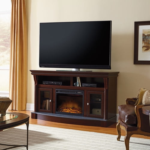 Sauder Palladia Electric Fireplace Media Console For TVs up to 60" Wide Cherry - Walmart.com