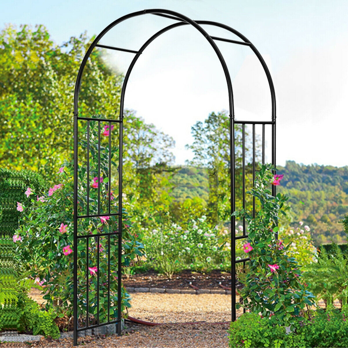 Steel Pergola Archway Outdoor Garden Trellis Metal Wedding Arch Plant Arbor US 