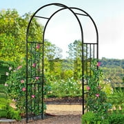 Gymax 7.2Ft Garden Arch Steel Arbor Wedding Garden Decoration Climbing Plants w/Stakes