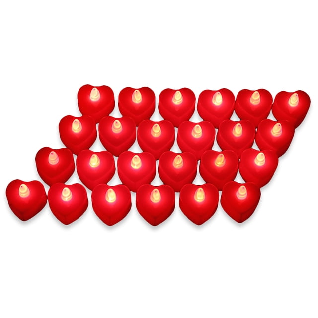 Advancent 24 piezas velas de té falsas velas de té LED decoración en forma de corazón adorno de escritorio adornos de iluminación para diseño de Iluminación navideña Tipo 2 Advancent HA059756-02B