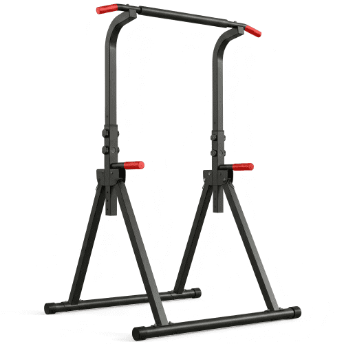 Foldable Standing Power Tower, 6-Step Height Adjustable Pull Up & Dip Bar Home Gym Training Equipment Holds Up to 440 LBS