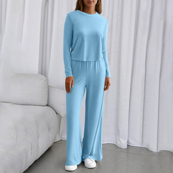 AUNVITO Women's Stretchy Jogger Pants 2-Piece Set with Elastic Waist & Pockets, Milk Silk Brushed Casual Outfit