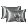 thumbnail image 1 of YEJIMAN Clearance Solid Color Silk Pillowcase Gray Pillowcase Envelope Pillow Pair, 1 of 4