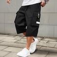thumbnail image 2 of Inglocry Men Casual Drawstring Capri Cargo Pants, 2026 New Shorts Quick Dry 3/4 Knee Length Loose Fit Work Shorts Multi Pockets Black XL, 2 of 5