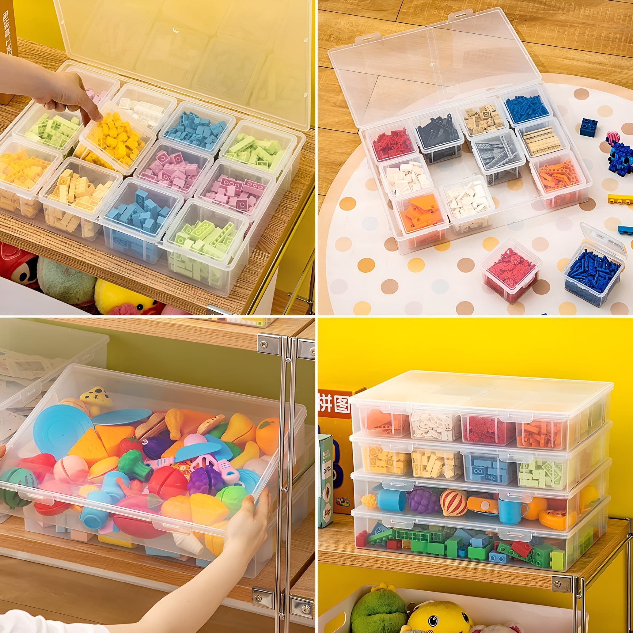 XIBUFE 13Pcs Extra Large Bead Storage Container with Hinged Lid, Craft Supply Case, Legos Storage, bead organizers and storage. (1)