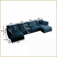 thumbnail image 3 of Modular U-Shaped Sectional Sofa with Reversible Chaise & Double Ottomans – Blue Chenille | Solid Wood Frame | Cushion Back, 3 of 10