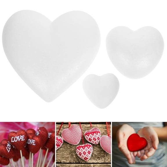 OUNONA 3Pcs Unfinished Heart Foams Craft Foam Hearts for Wedding and Parties Decorations