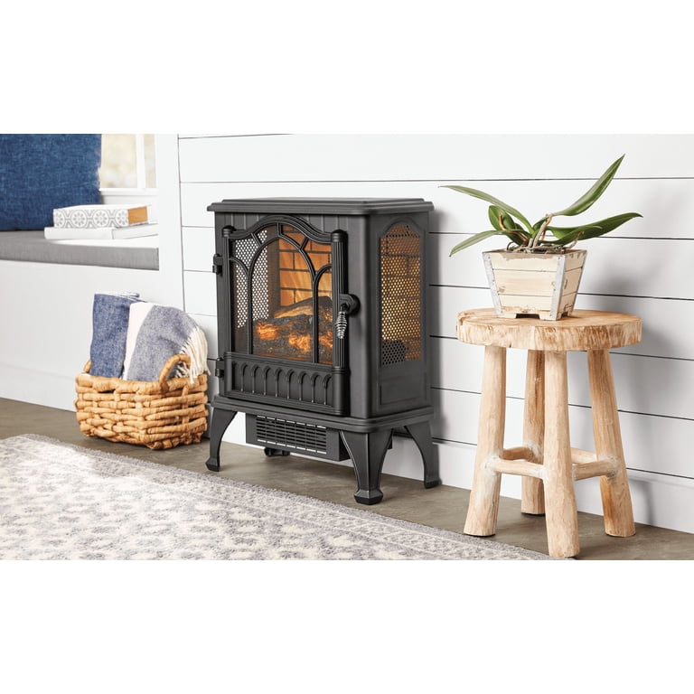 Mainstays 3D Electric Stove with Life-like Flame u0026 Sparks,Black - Walmart .com