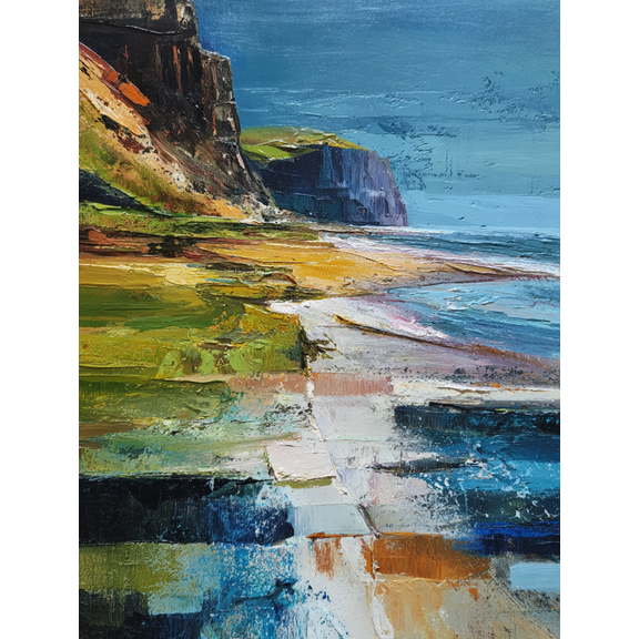 Coastal Impasto Textured Oil Painting, Ideal for Living Room, Bedroom, Office, Hotel Home Decor
