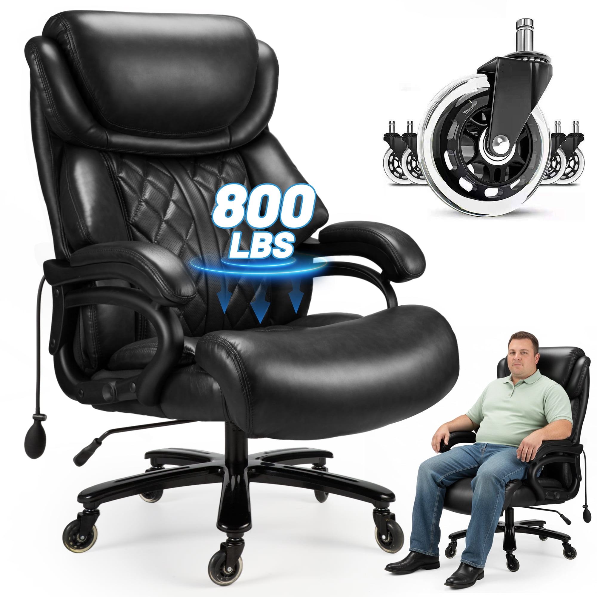 High Back Ergonomic PU Leather Executive Chair, Swivel Computer Desk Chair with Armrests
