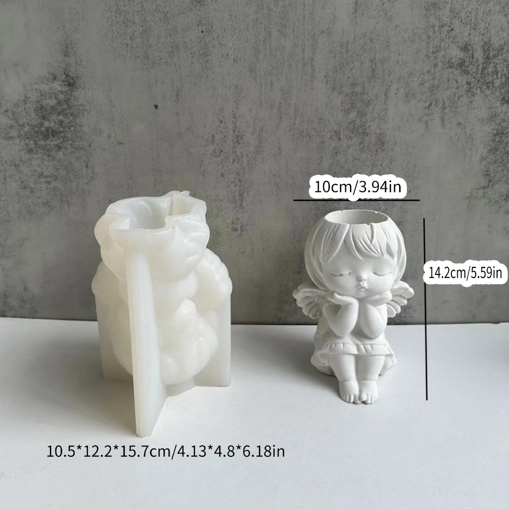 BQBQERT Flowerpot Girl Planter Silicone Mold Wing Girl Container Resin Garden Ornament