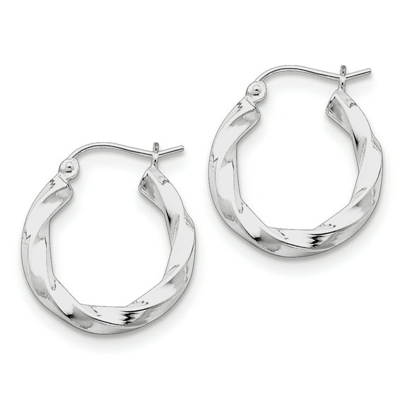 Primal Silver Sterling Silver Rhodium-plated 3mm Twisted Hoop Earrings
