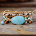 thumbnail image 3 of Pulsera de cuero tejida a mano con piedra natural Tianhe para mujeres europeas y americanas, 3 of 5