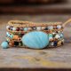 thumbnail image 3 of Pulsera de cuero tejida a mano con piedra natural Tianhe para mujeres europeas y americanas, 3 of 5