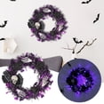 thumbnail image 2 of Halloween Wreaths for Front Door, Lighted Door Wreath Fall Wreath with Purple Lights and Black Roses Bows for Home Wall Window Party Decor, 2 of 5