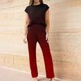 thumbnail image 4 of SDNall Ensemble Décontracté à la Mode pour Femmes Sans Manches devant Court derrière Long Haut Sans Manches et Pantalon, 4 of 9