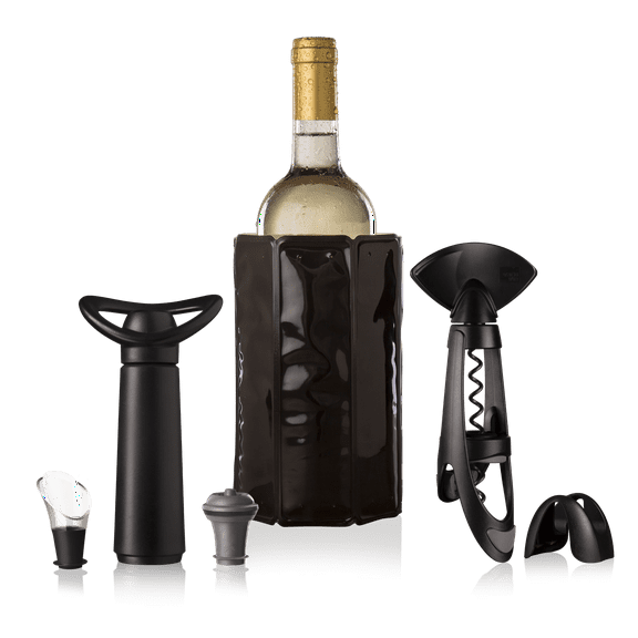Vacu Vin Wine Set Original Plus- 6pc Wine Must Haves - Includes Foil Cutter - The Corkscrew Twister - Active Cooler Wine - Wine Server Crystal - Wine Saver Concerto and Vacuum Wine Stopper