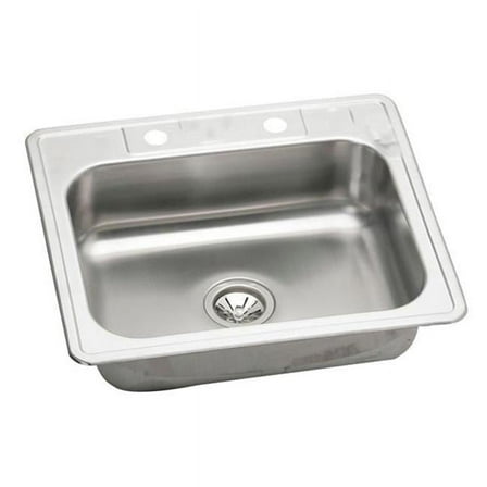 Single Bowl 15 x 15 x 6 in. 2H 304 22 Gauge Stainless Steel Bar Sink