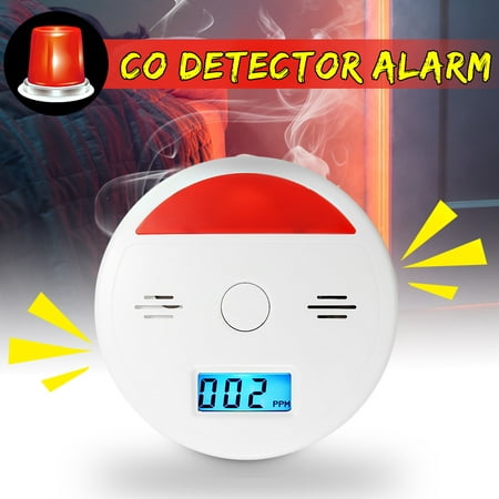 LCD Digital Display CO Carbon Monoxide Detector Flashing & 85db Beep Alarm Combo Fire Sensor Safety Monitor Sensor Warning Tester Poisonous Gas Detection Alarm Battery